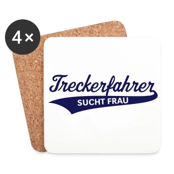 Treckerfahrer – Sucht Frau (Trecker / Traktor) - Untersetzer (4er-Set) - Weiß - Vorne