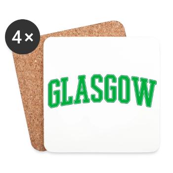 Glasgow College Style Green Block Font - Coasters (set of 4) - white - Front