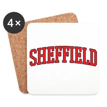 Sheffield Lettering Red on Black - Coasters (set of 4) - white - Front