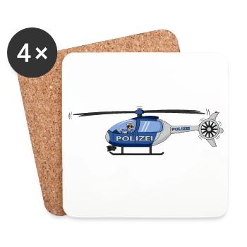 Polizei Hubschrauber Pilot - Untersetzer (4er-Set) - Weiß - Vorne