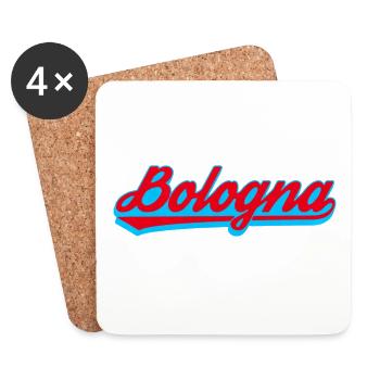 Bologna Neon Script Logo - Untersetzer (4er-Set) - Weiß - Vorne