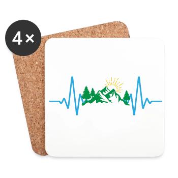 Herzschlag Berge | Farben änderbar - Untersetzer (4er-Set) - Weiß - Vorne