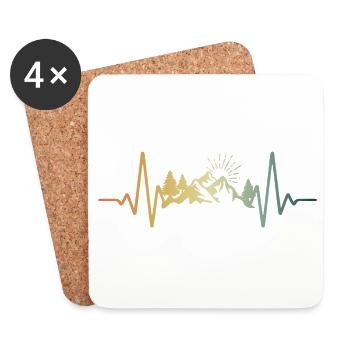 Heartbeat Mountains ECG Pulse - Coasters (set of 4) - white - Front