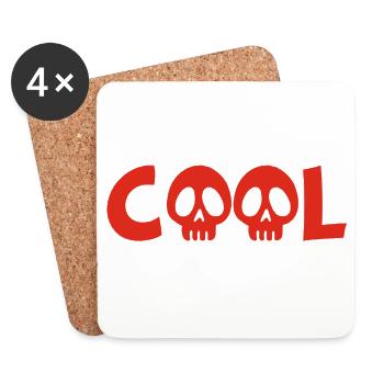 Totenkopf und cool (rot) - Untersetzer (4er-Set) - Weiß - Vorne