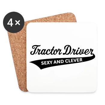 Tractor Driver – Sexy And Clever (Farmer / B) - Coasters (set of 4) - white - Front
