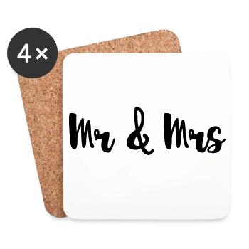 Mr & Mrs Design für Hochzeiten - Untersetzer (4er-Set) - Weiß - Vorne