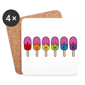 Summer Eis essen Regenbogen bunt pink Sommer Eis - Untersetzer (4er-Set) - Weiß - Vorne
