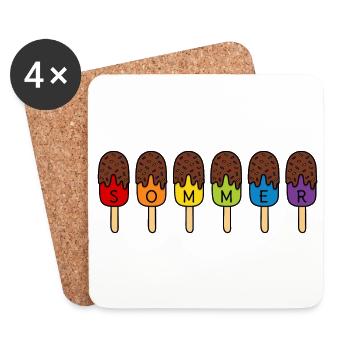 SOMMER EIS ESSEN REGENBOGEN BUNT SCHOKO EIS - Untersetzer (4er-Set) - Weiß - Vorne