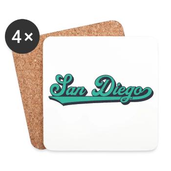 San Diego Script Retro Welle - Untersetzer (4er-Set) - Weiß - Vorne