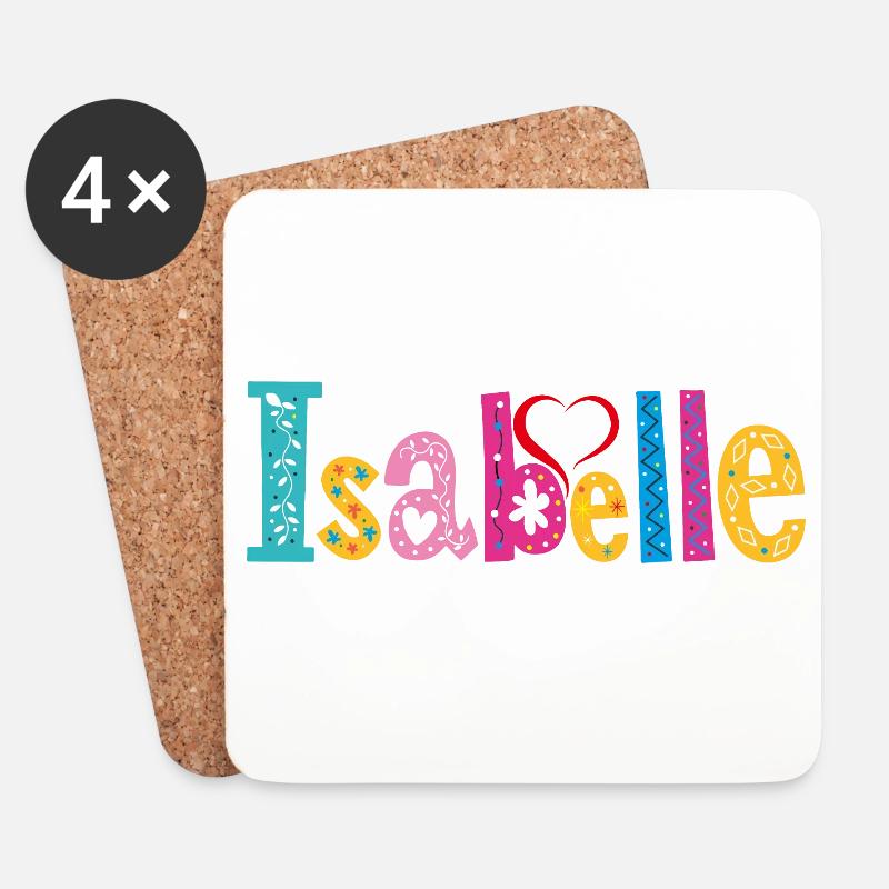 Personalisierter Isabelle-Name - Untersetzer (4er-Set) - Weiß