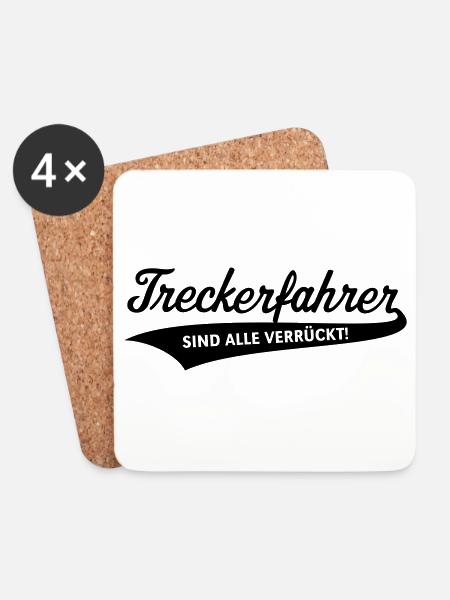 Treckerfahrer – Sind Alle Verrückt! (Trecker / B) - Untersetzer (4er-Set) - Weiß
