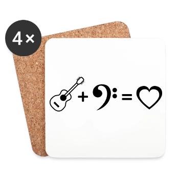Guitare Basse Love Bas Clef Equation Bassiste - Dessous de verre (lot de 4) - blanc - Devant