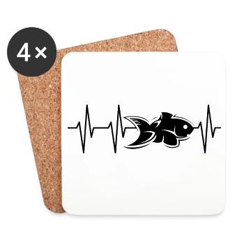 puls fische Fisch Wasser Meer Herzschlag Symbol - Untersetzer (4er-Set) - Weiß - Vorne