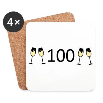 100th Birthday 100th Anniversary 100 Number 100 - Coasters (set of 4) - white - Front