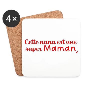 Super maman - Dessous de verre (lot de 4) - blanc - Devant