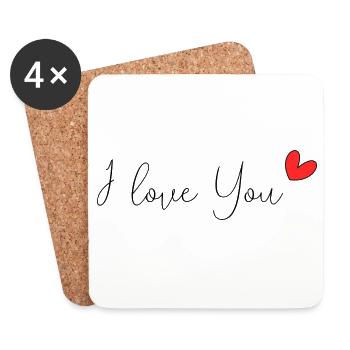 MOTHER'S DAY. HEART. HAPPY BIRTHDAY. MOM - Coasters (set of 4) - white - Front
