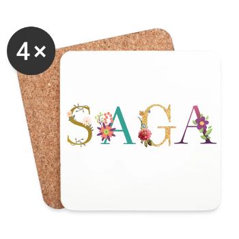 SAGA name decorated with flowers - Coasters (set of 4) - white - Front