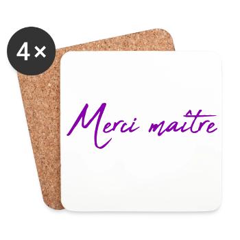 MAÎTRE. MAITRE. MERCI. MERCI MAÎTRE. MAITRE - Dessous de verre (lot de 4) - blanc - Devant