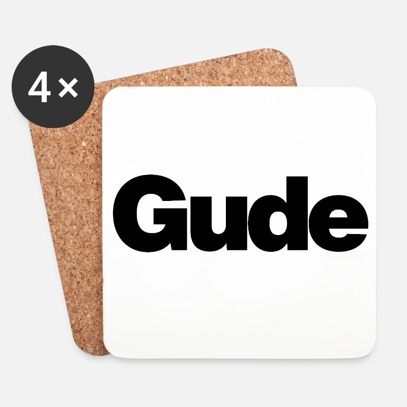 Gude – Urbaner Gruß im Klartext - Untersetzer (4er-Set) - Weiß