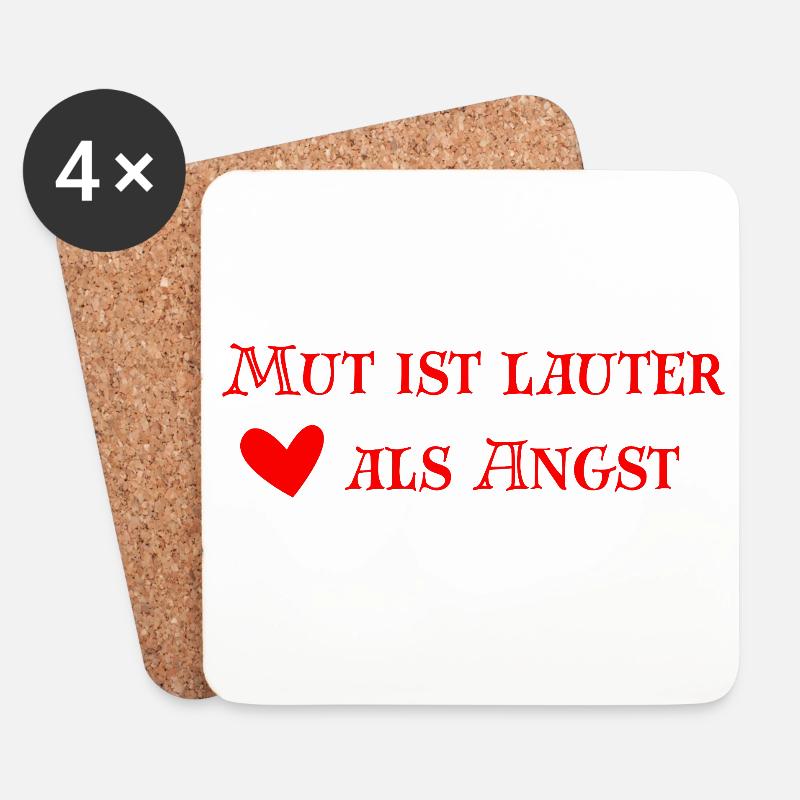 Mut ist lauter als Angst - Untersetzer (4er-Set) - Weiß