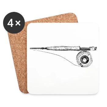 Pêche à la mouche - Dessous de verre (lot de 4) - blanc - Devant