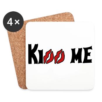 Illustration Kiss Me rouge/noir - Dessous de verre (lot de 4) - blanc - Devant