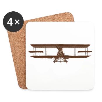Conception d'un biplan d'avion vintage - Dessous de verre (lot de 4) - blanc - Devant