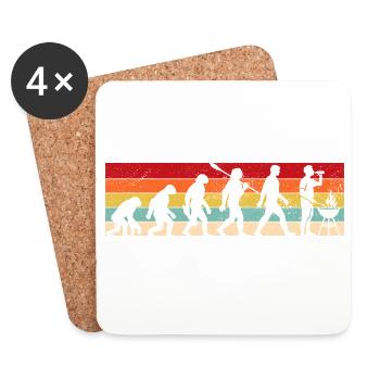 Vintage Evolution - Grillades - Maître du gril - Dessous de verre (lot de 4) - blanc - Devant