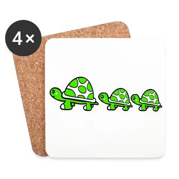 Tortue Famille Maman Papa 2 Enfants Maman Mignon - Dessous de verre (lot de 4) - blanc - Devant