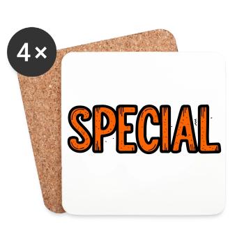 Schild mit Sonderangebot - Untersetzer (4er-Set) - Weiß - Vorne