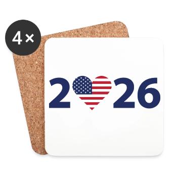 I love America 2026, vacation in USA 2026 - Coasters (set of 4) - white - Front