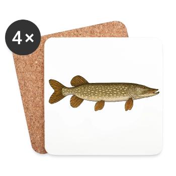 Appât à brochet Brochet Pêcheur à brochet Brochet - Dessous de verre (lot de 4) - blanc - Devant