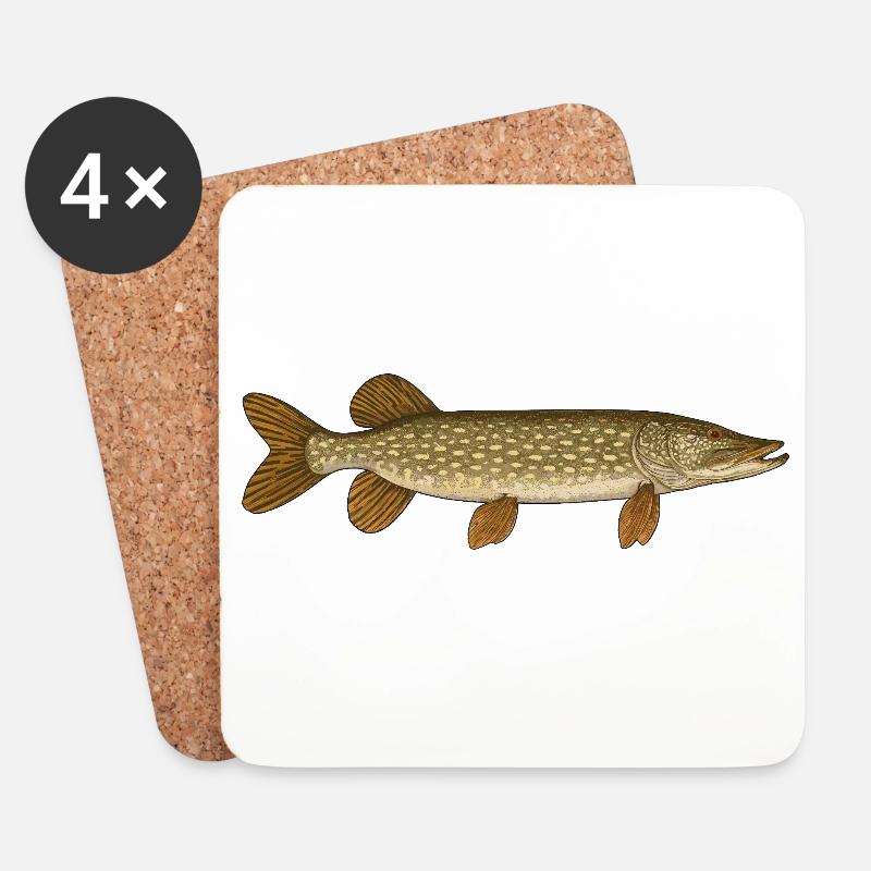 Hecht Köder Hecht Angler Hechte Hecht - Untersetzer (4er-Set) - Weiß