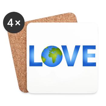 Planète Bleue Terre en lettrage LOVE - Dessous de verre (lot de 4) - blanc - Devant