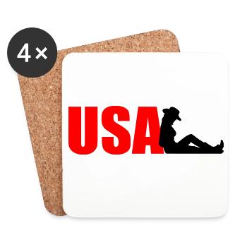 États-Unis - Dessous de verre (lot de 4) - blanc - Devant