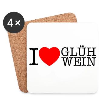 I love Glühwein Weihnachten Spruch - Untersetzer (4er-Set) - Weiß - Vorne