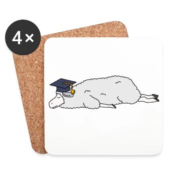 Cute Sleeping Sheep Graduation Cap Lazy College Gr - Coasters (set of 4) - white - Front