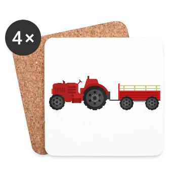 Tracteur agricole - Dessous de verre (lot de 4) - blanc - Devant