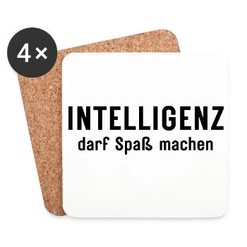 L’intelligence peut être amusante Conception d’affirmations - Dessous de verre (lot de 4) - blanc - Devant
