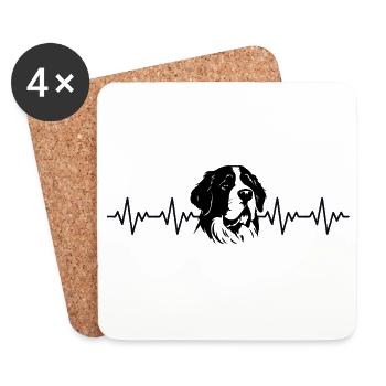St. Bernard ECG Heartbeat - Coasters (set of 4) - white - Front