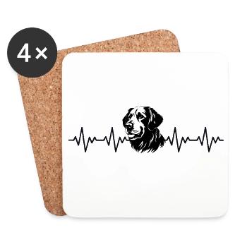 Battement cardiaque ECG Golden Retriever - Dessous de verre (lot de 4) - blanc - Devant