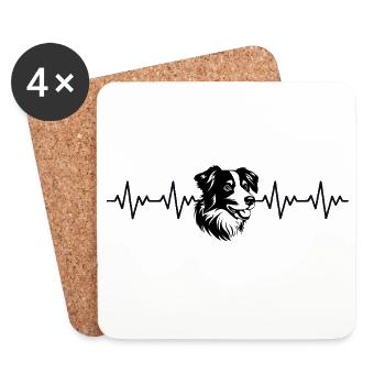 Border Collie EKG Herzschlag - Untersetzer (4er-Set) - Weiß - Vorne