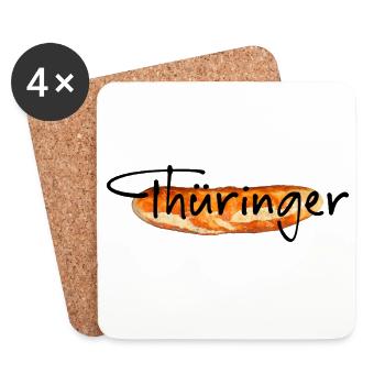 Bratwurst de Thuringe - Dessous de verre (lot de 4) - blanc - Devant