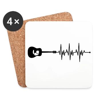Rythme de battement de cœur de guitare - Dessous de verre (lot de 4) - blanc - Devant