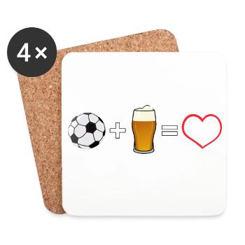 Football plus bière, c’est amour - Dessous de verre (lot de 4) - blanc - Devant