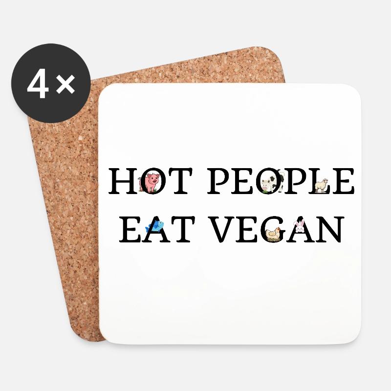 Hot people eat vegan - Untersetzer (4er-Set) - Weiß
