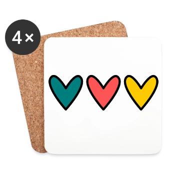 HERZ. HERZ. VALENTINSTAG. LIEBE. LIEBE. PAAR. - Untersetzer (4er-Set) - Weiß - Vorne