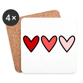 HERZ. HERZ. VALENTINSTAG. LIEBE. LIEBE. PAAR. - Untersetzer (4er-Set) - Weiß - Vorne
