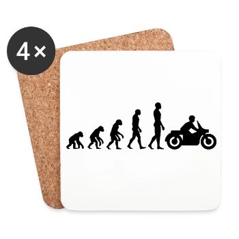 EVOLUTION: VOM AFFEN ZUM MOTORRADFAHRER! - Untersetzer (4er-Set) - Weiß - Vorne