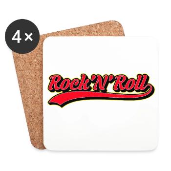 Rock 'N' Roll Retro Script Logo - Coasters (set of 4) - white - Front
